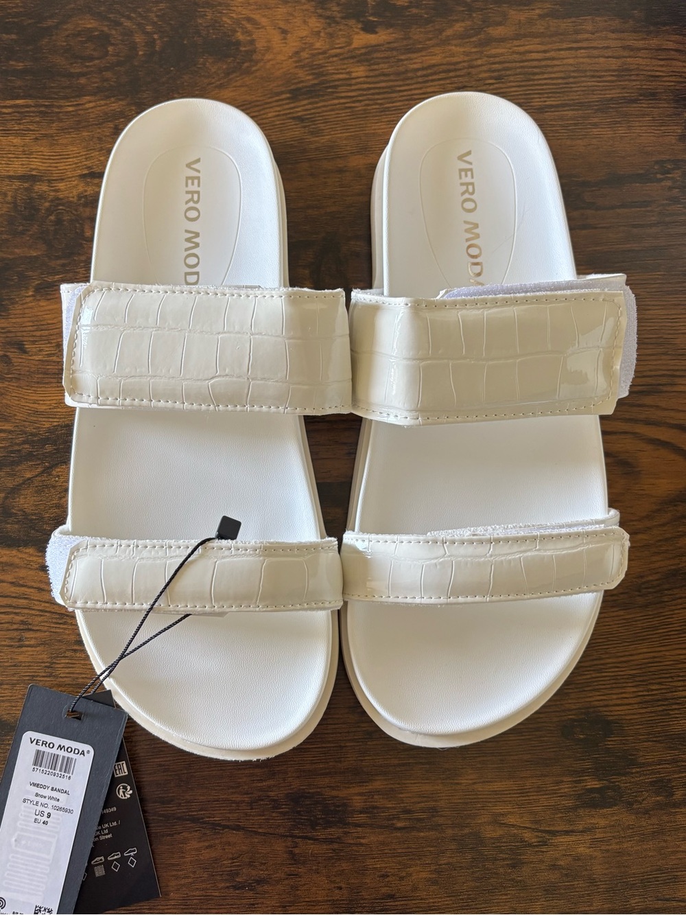 Vero Moda White Double-Strap Slide Sandals